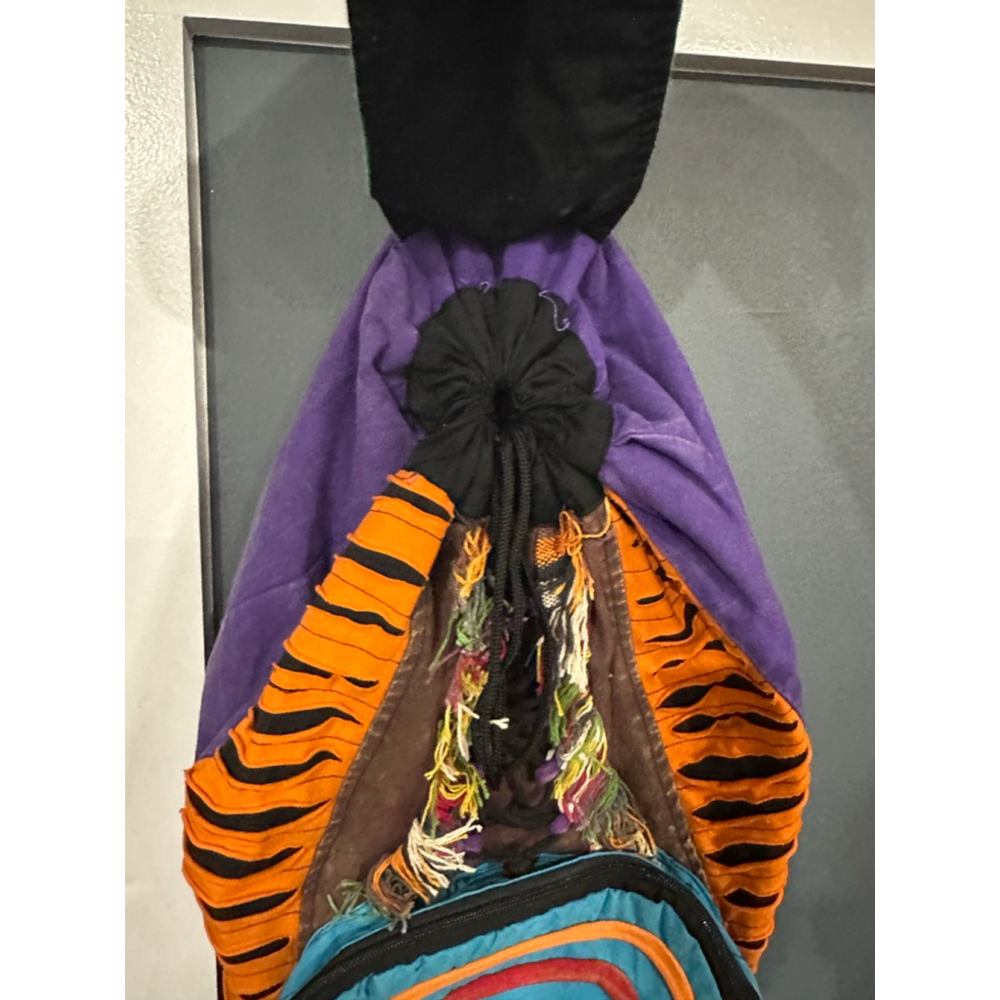 Unisex Bohemian Backpack Purple Orange Tiger Print Size One Size - Picture 2 of 7